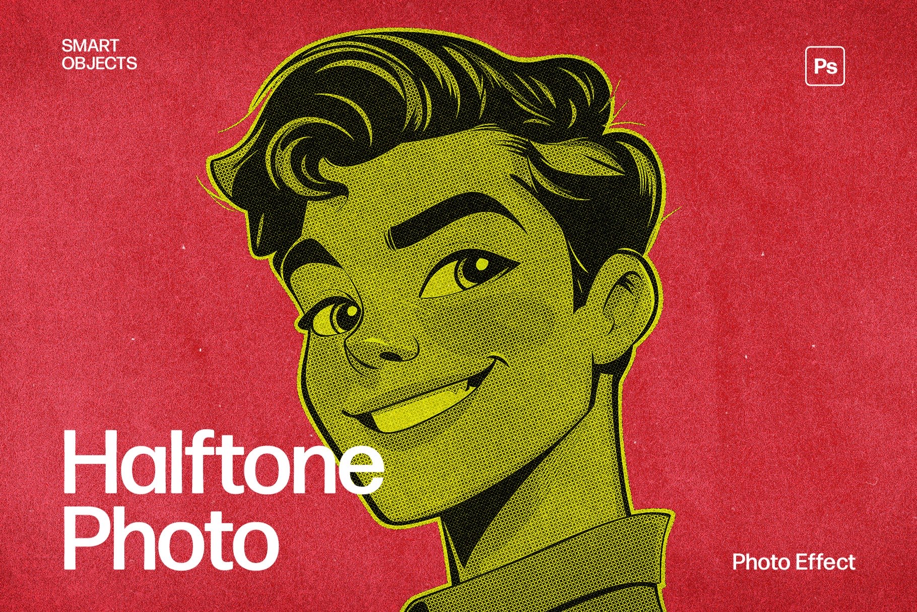 Retro Halftone Comic Portrait Photo Effect Template