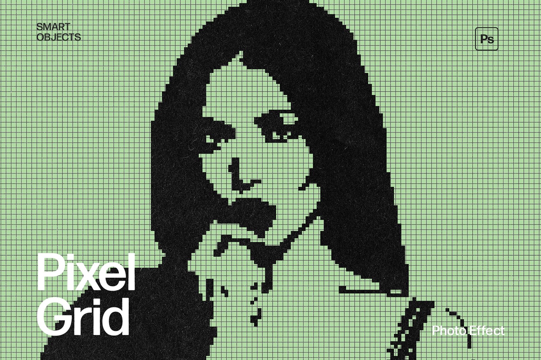 Retro Pixel Grid Photo Effect Template