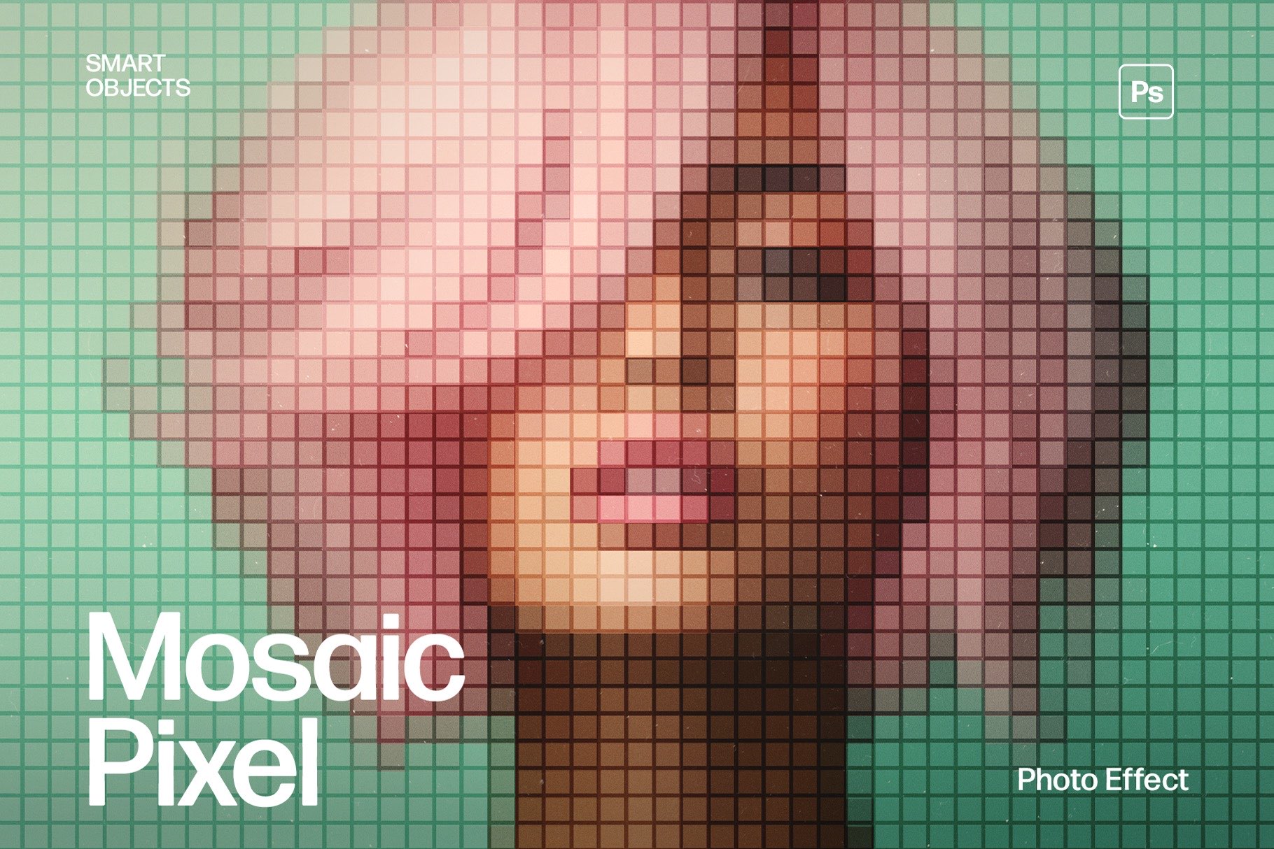 Retro Pixel Mosaic Photo Effect Template