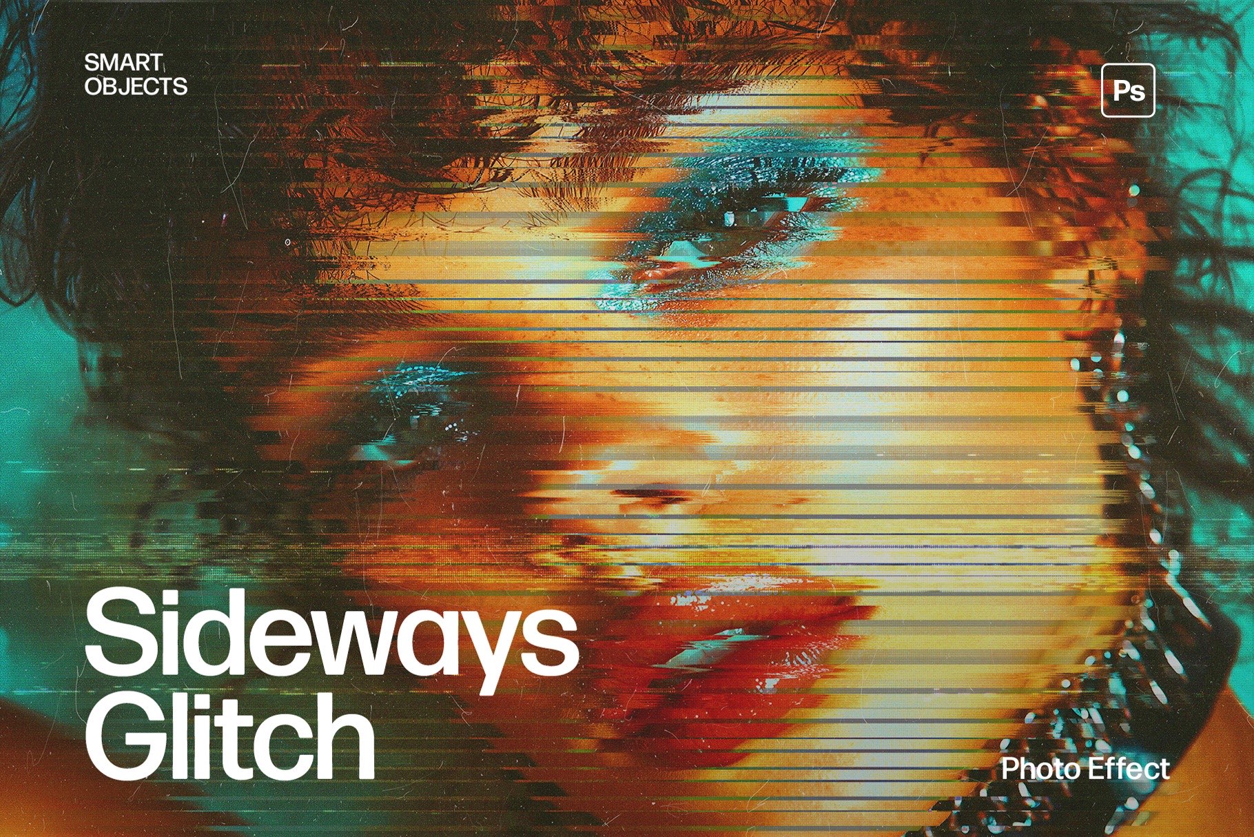Sideways Glitch Photo Effect Template
