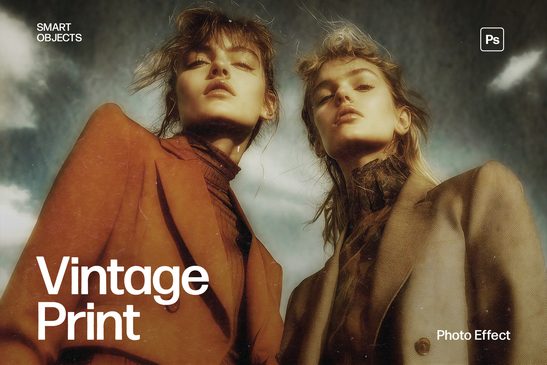 Vintage Print Photo Effect Template