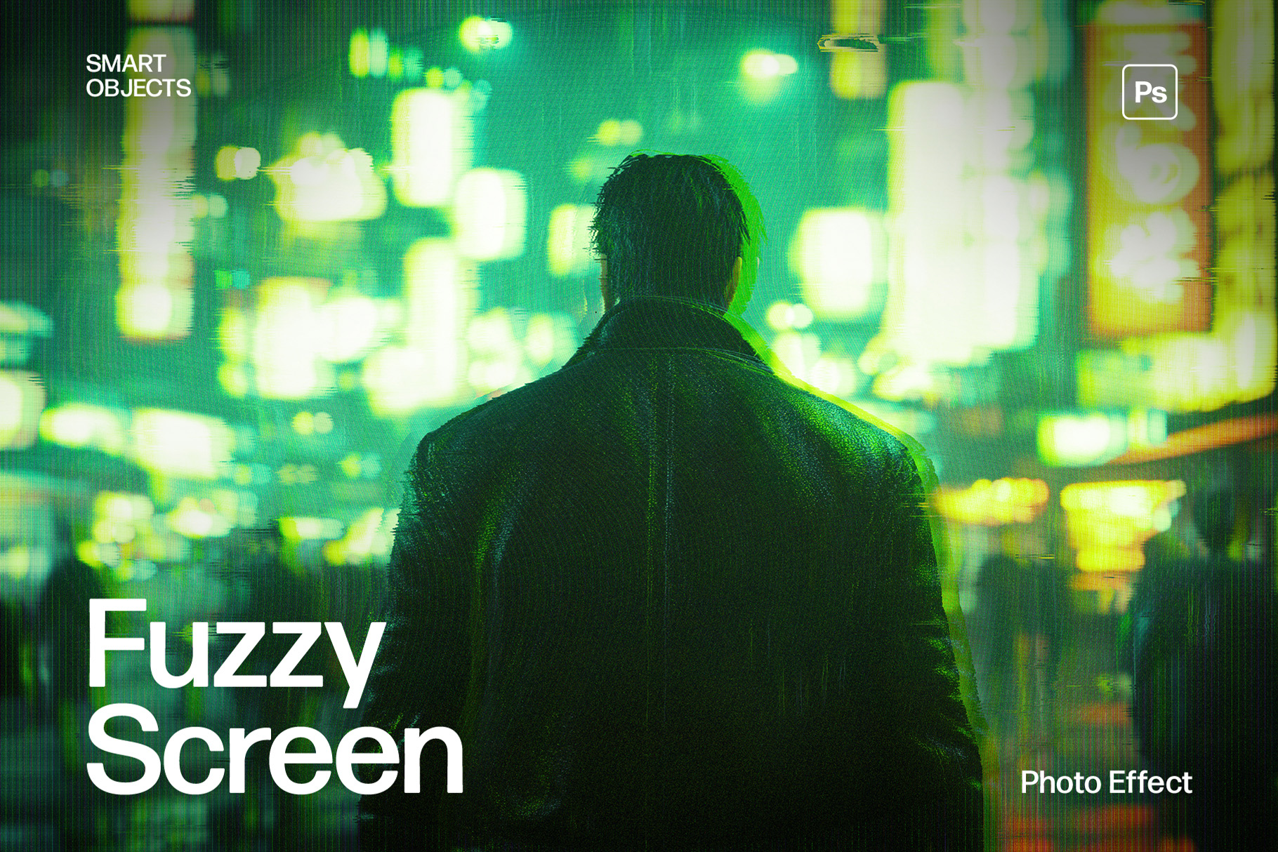 Fuzzy Screen Glitch Photo Effect Template