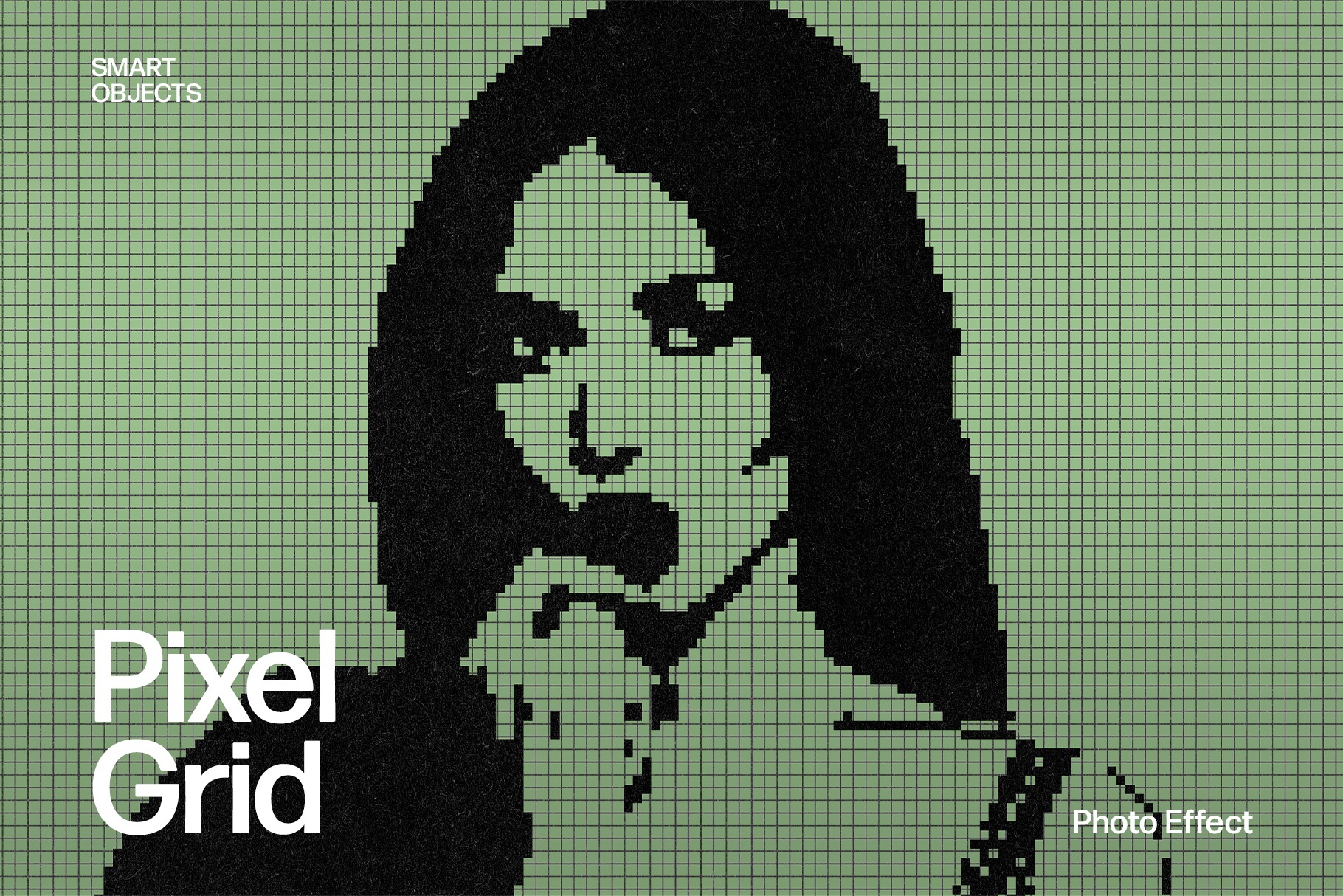 Retro Pixel Grid Photo Effect Template
