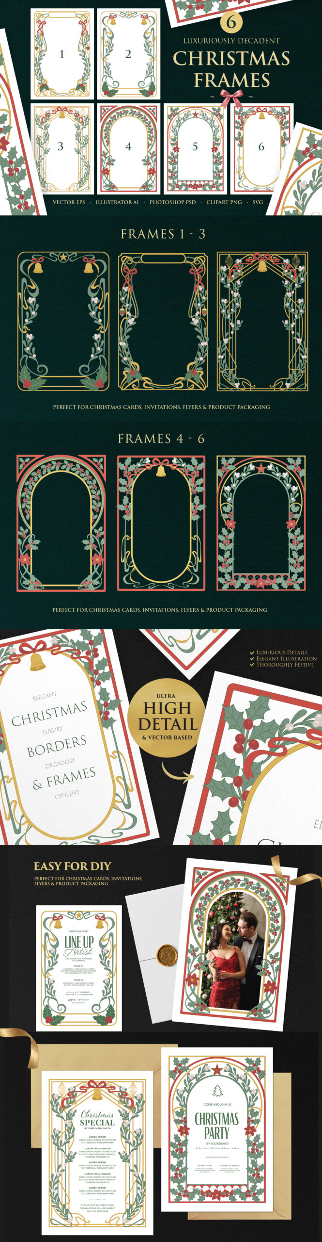 Christmas Borders & Frames in AI PSD PNG EPS SVG