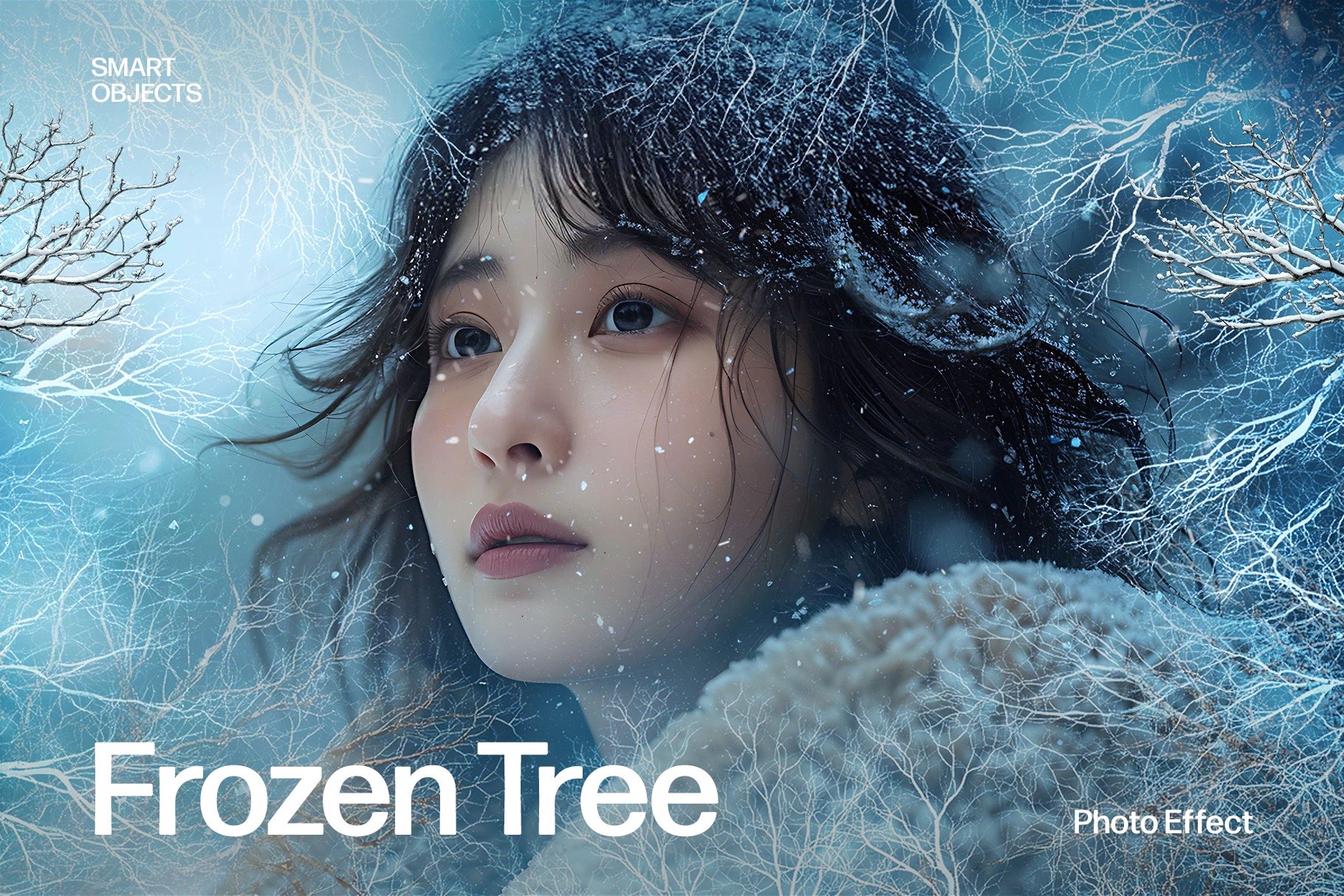 Frozen Tree Border Photo Effect Template