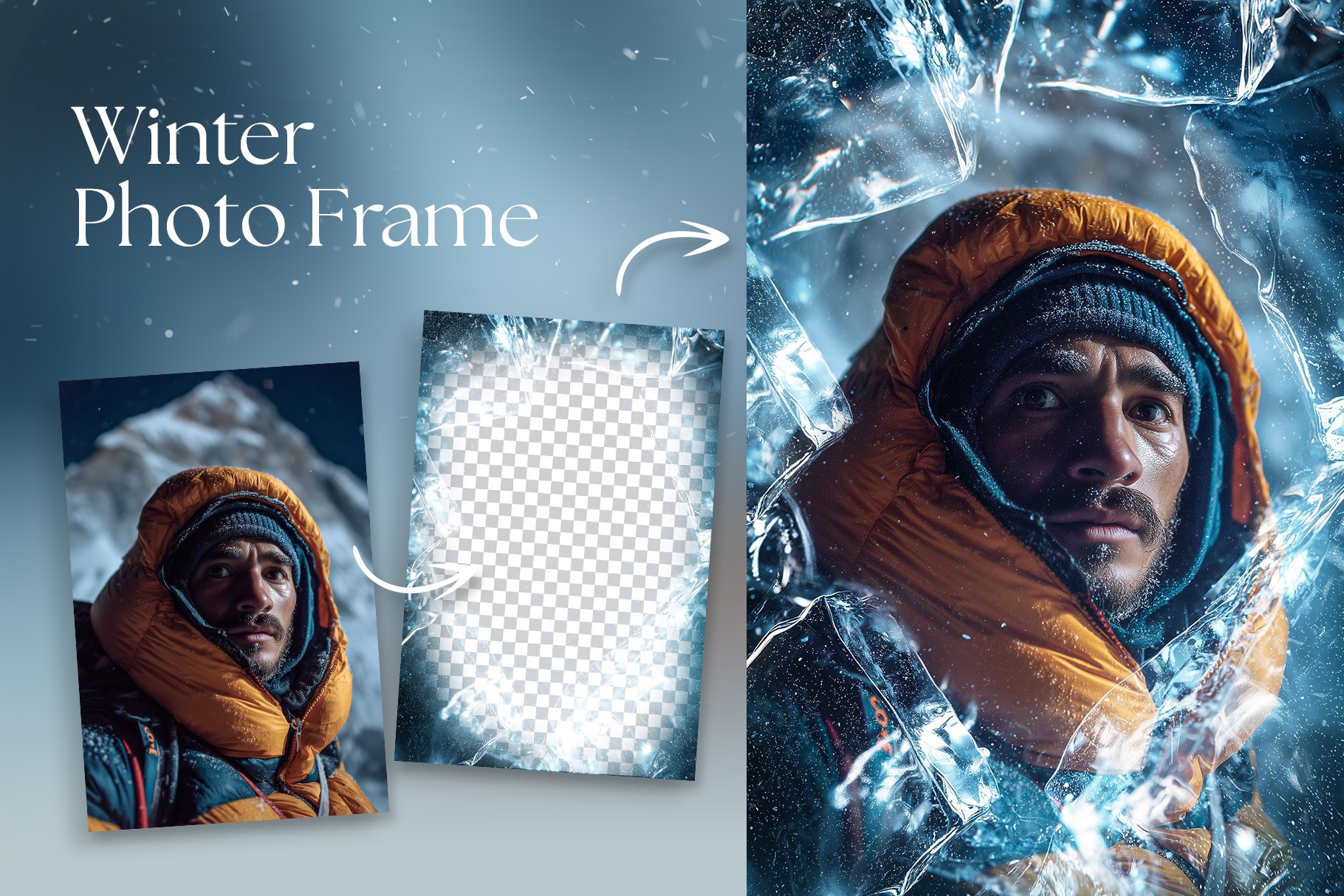 Frozen Winter Photo Frame Flyer Template