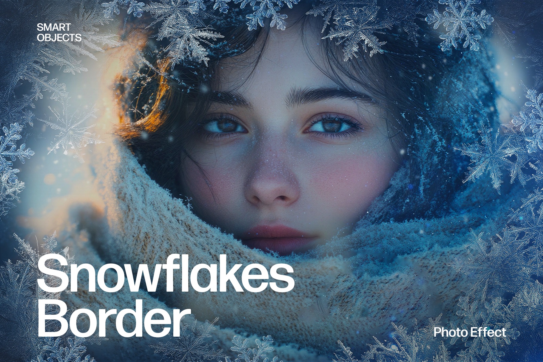 Frozen Winter Snowflakes Photo Effect Template