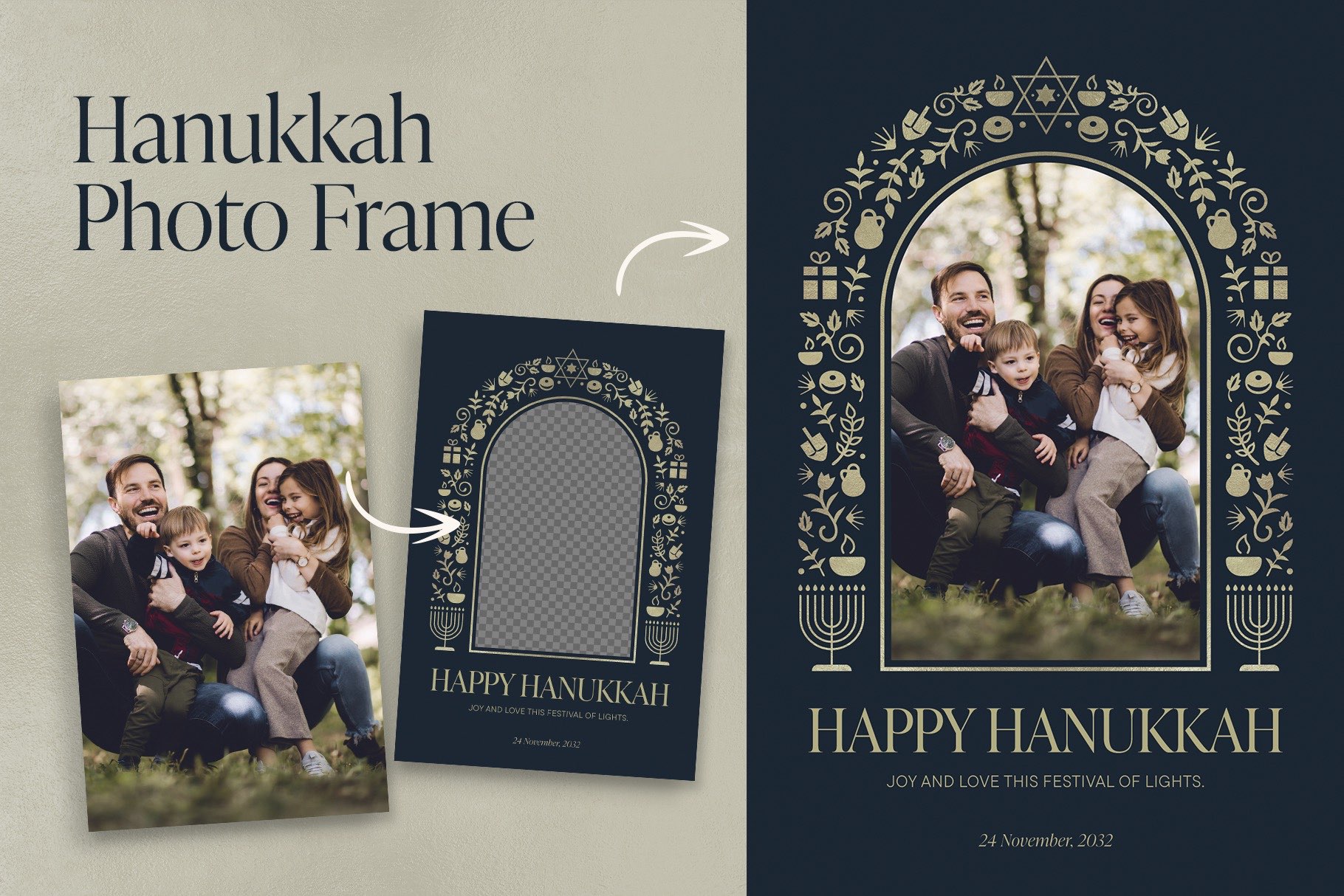Hanukkah Photo Frame Template