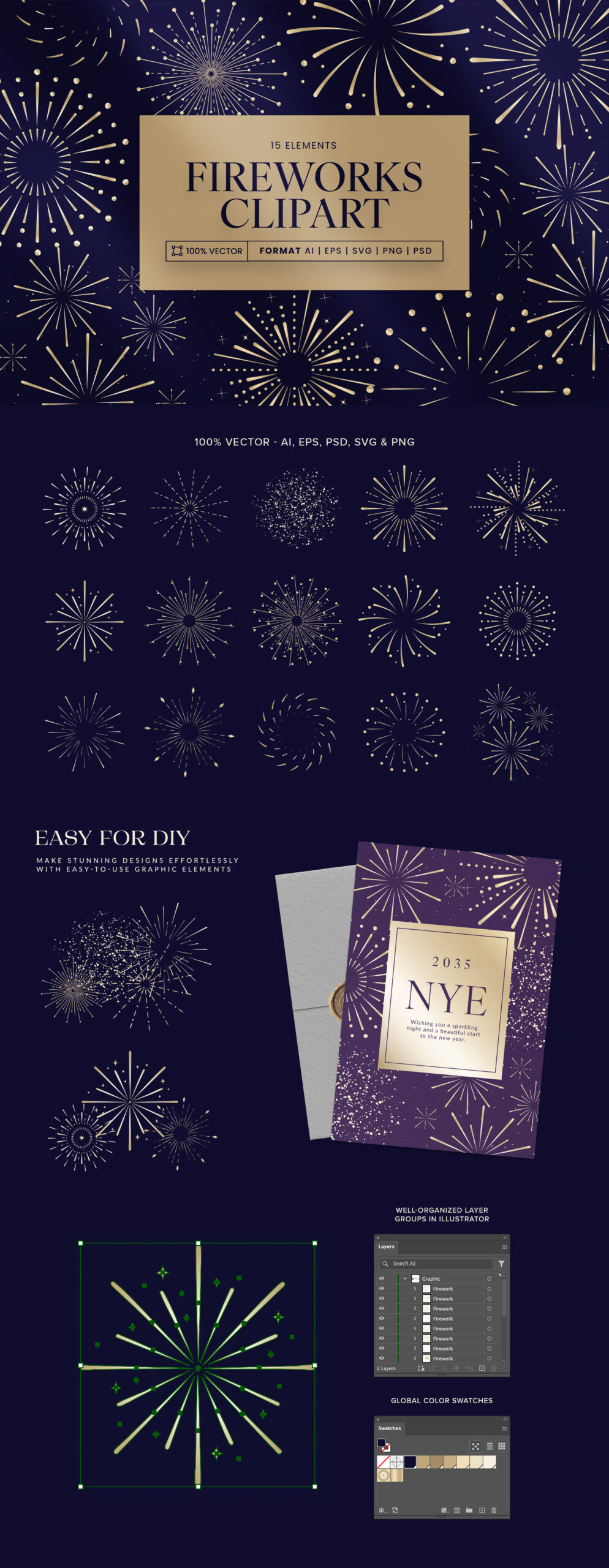 Fireworks Vector Clipart in PNG AI PSD EPS SVG