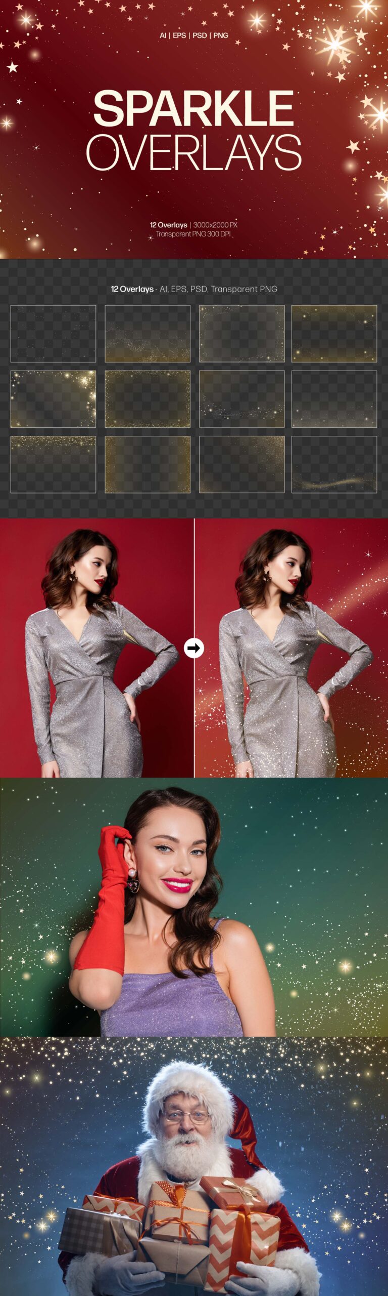 Sparkle Overlays in PNG AI PSD EPS