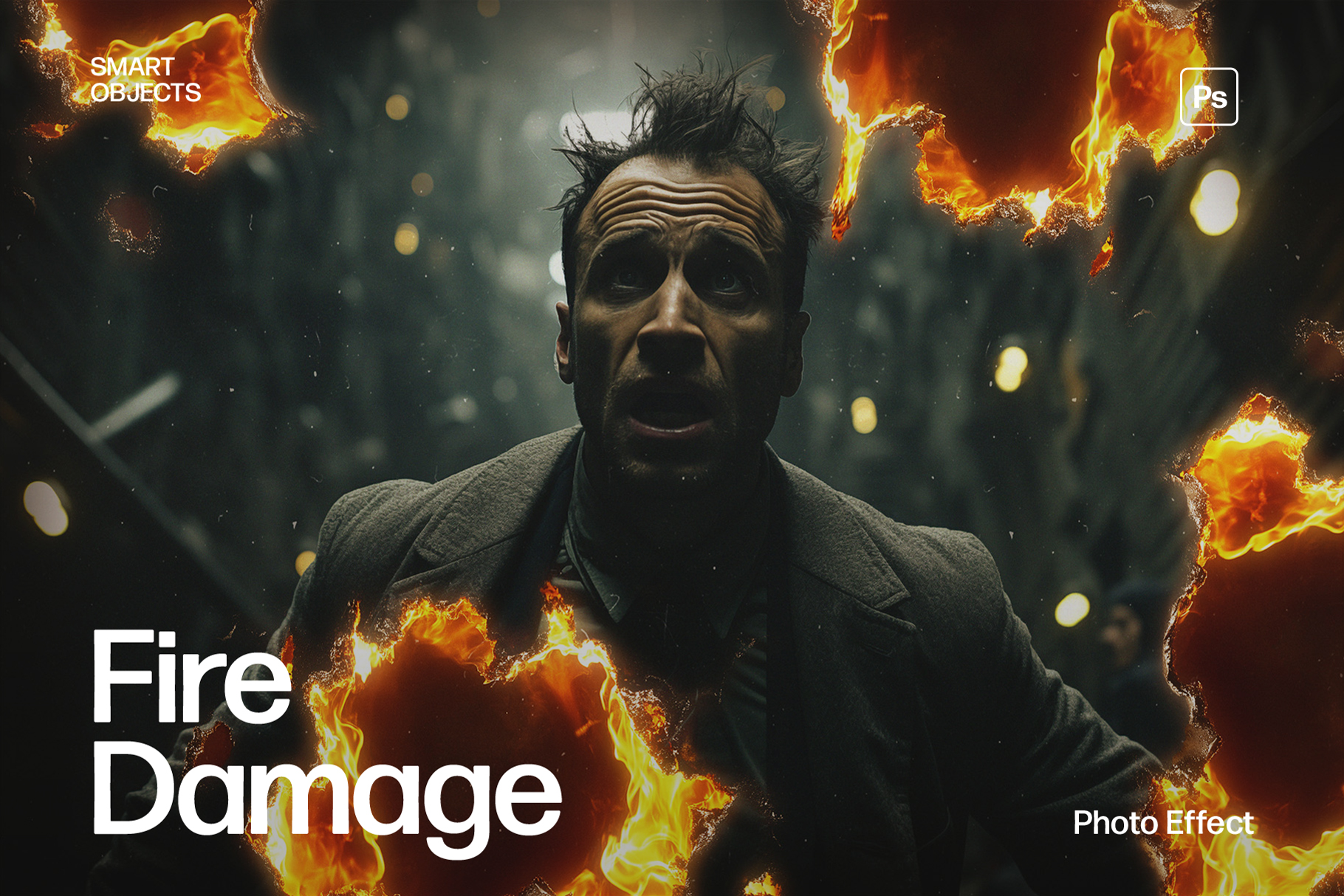 Fire Damage Photo Effect Template