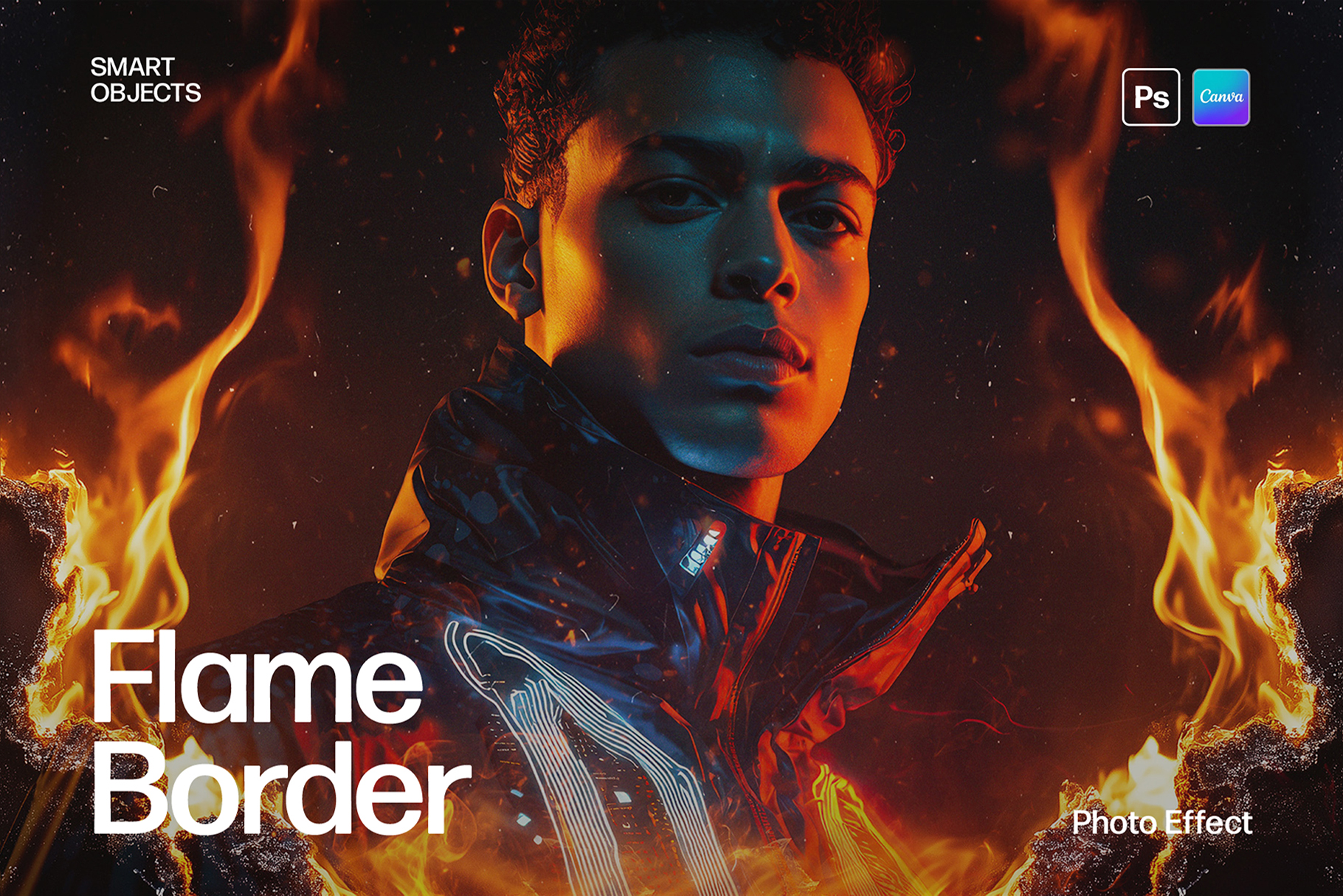 Flame Border Photo Effect Template