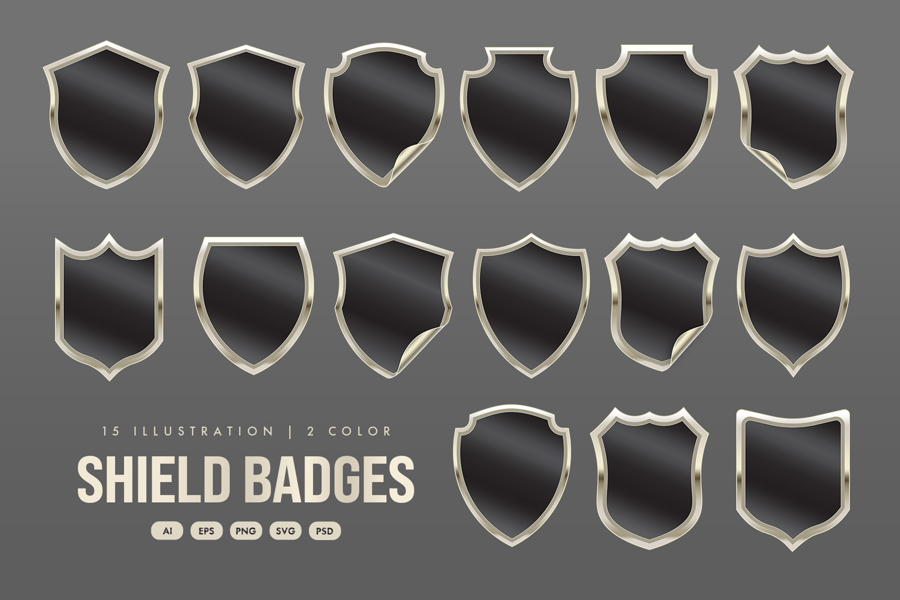Shield Label Badge Vector Illustration Set