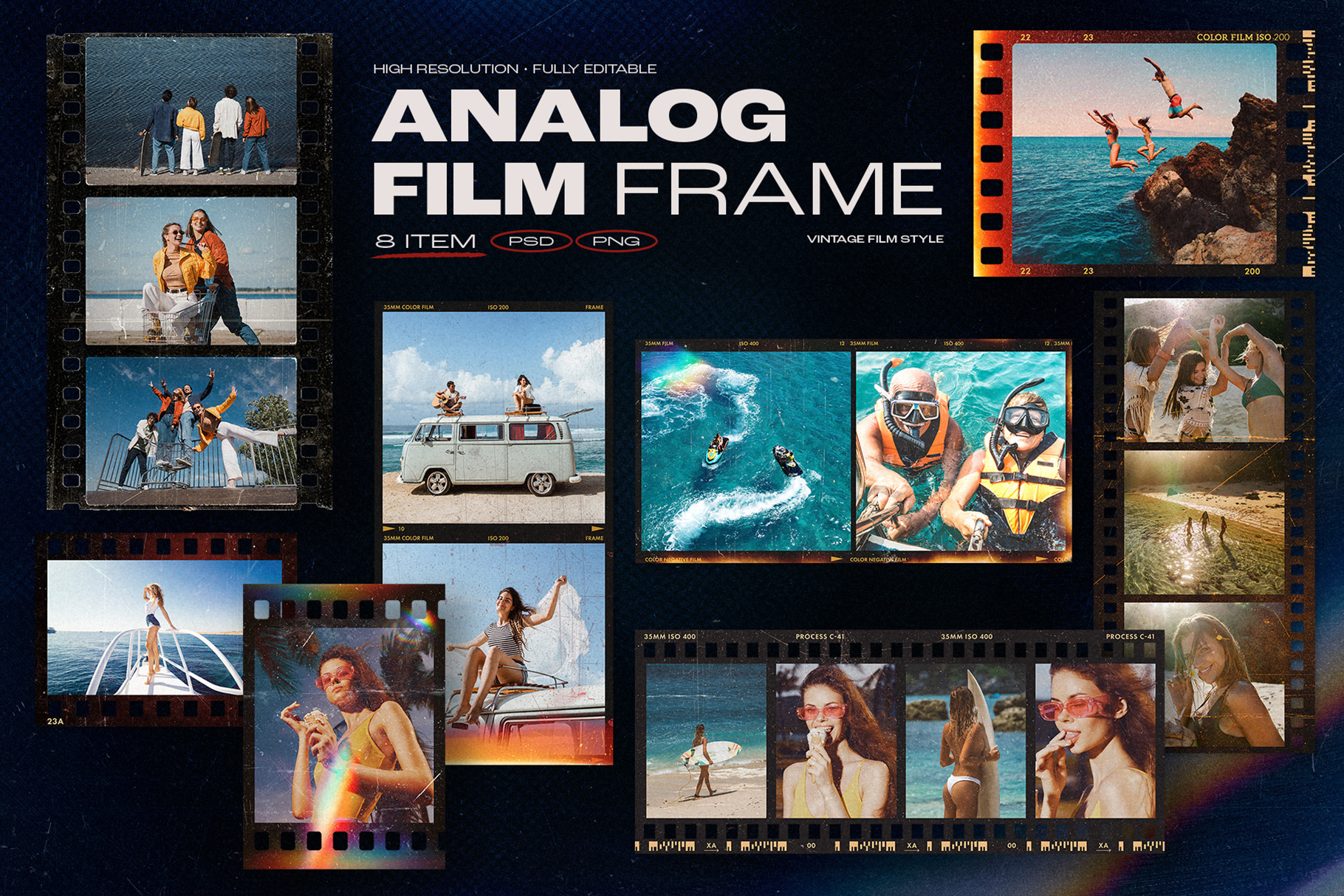 Analog Film Strip Frame Template