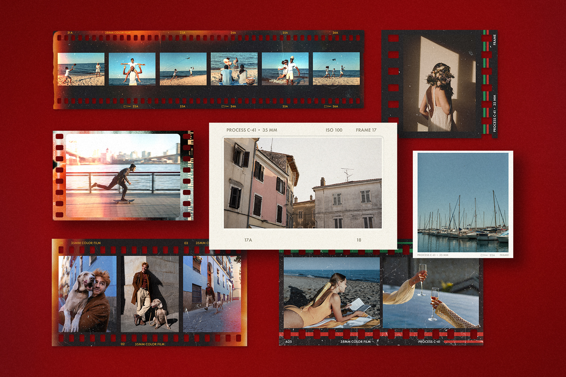 Vintage Film Strip Frame Overlay Template