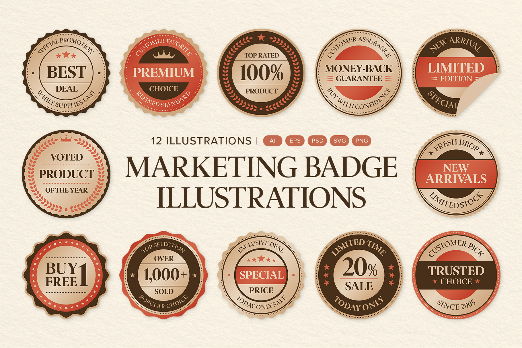 Vintage Marketing Badge Vector Set