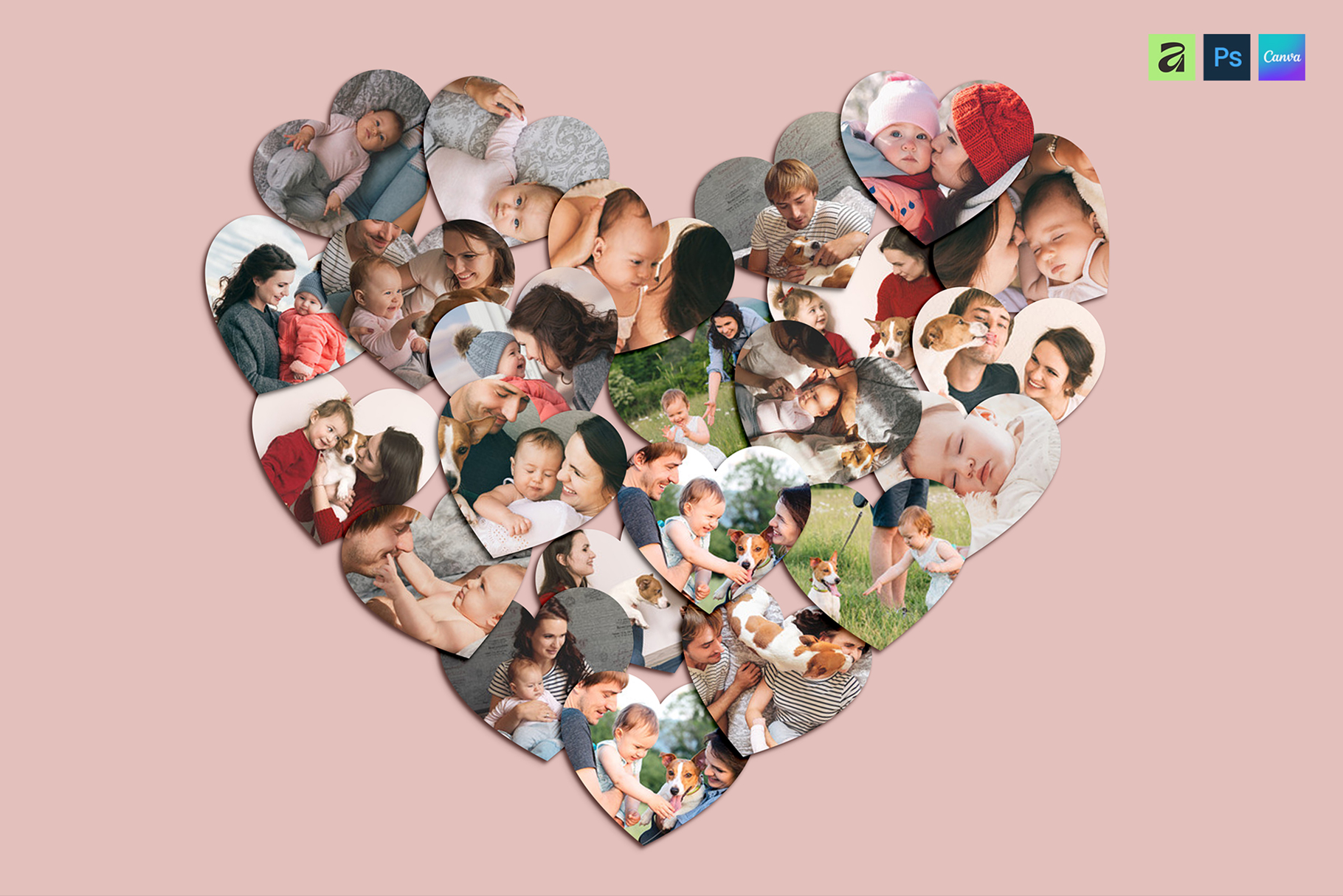 Love Heart Photo Collage Template