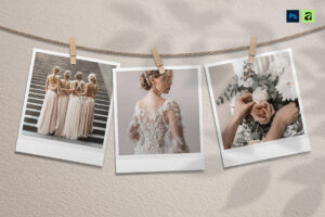 Hanging Polaroid Photo Mockup Template in AF & PSD