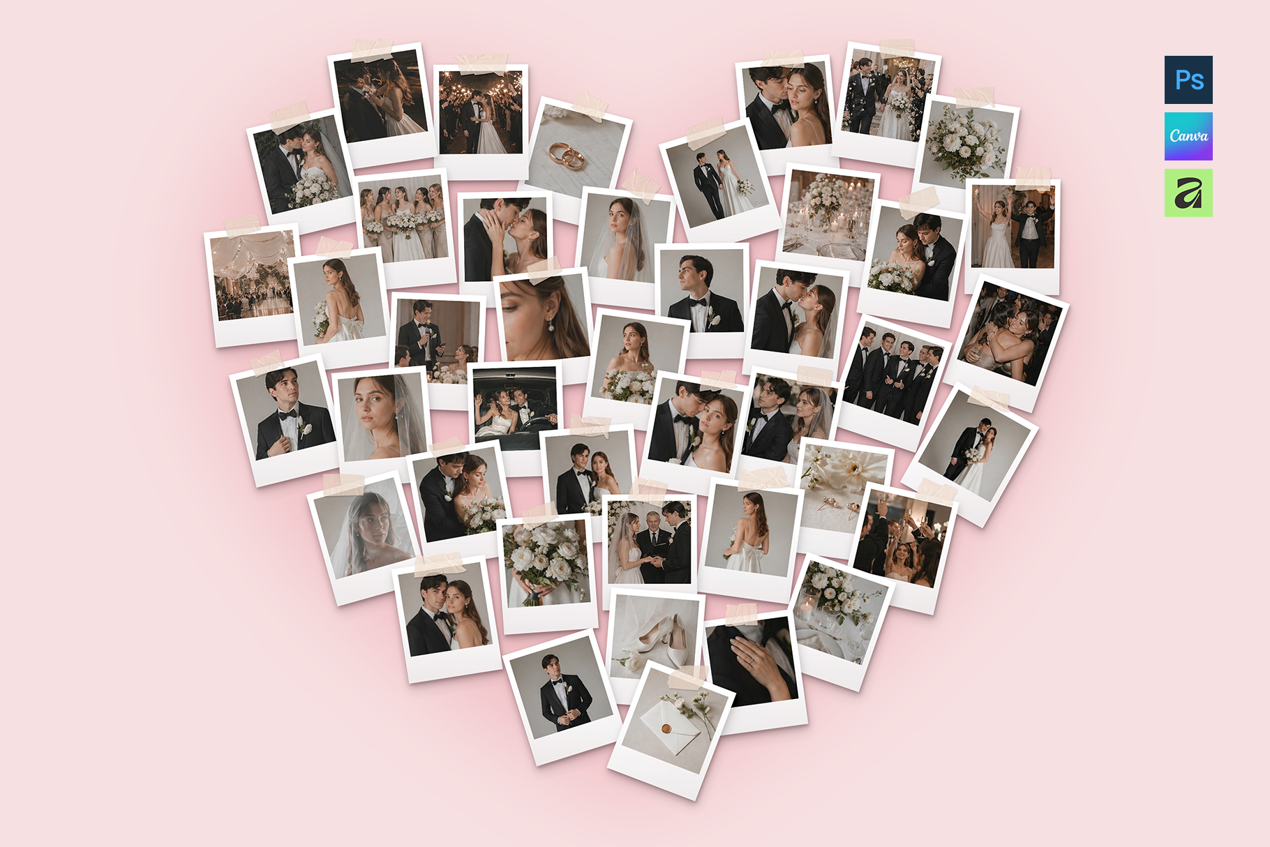Heart Polaroid Photo Collage Template