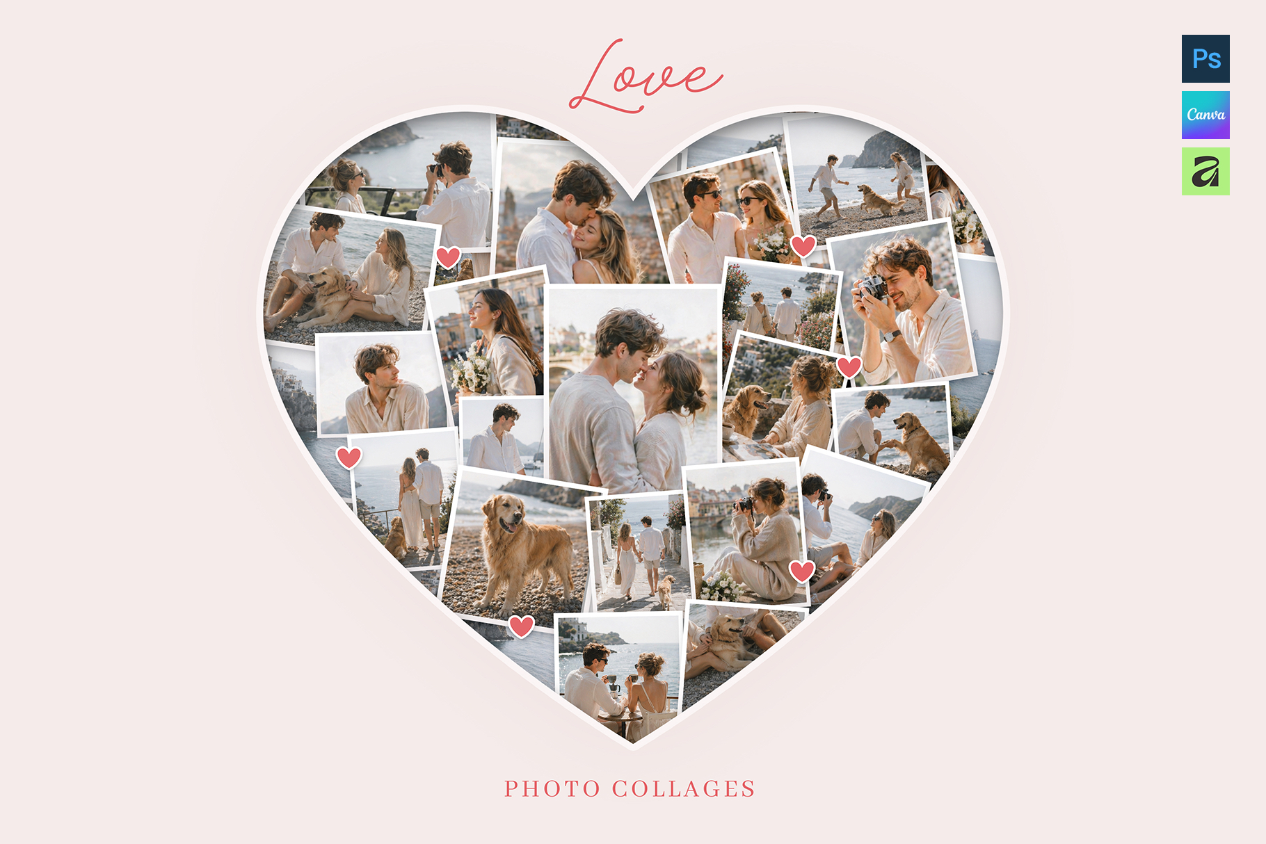 Love Heart Photo Collage Template