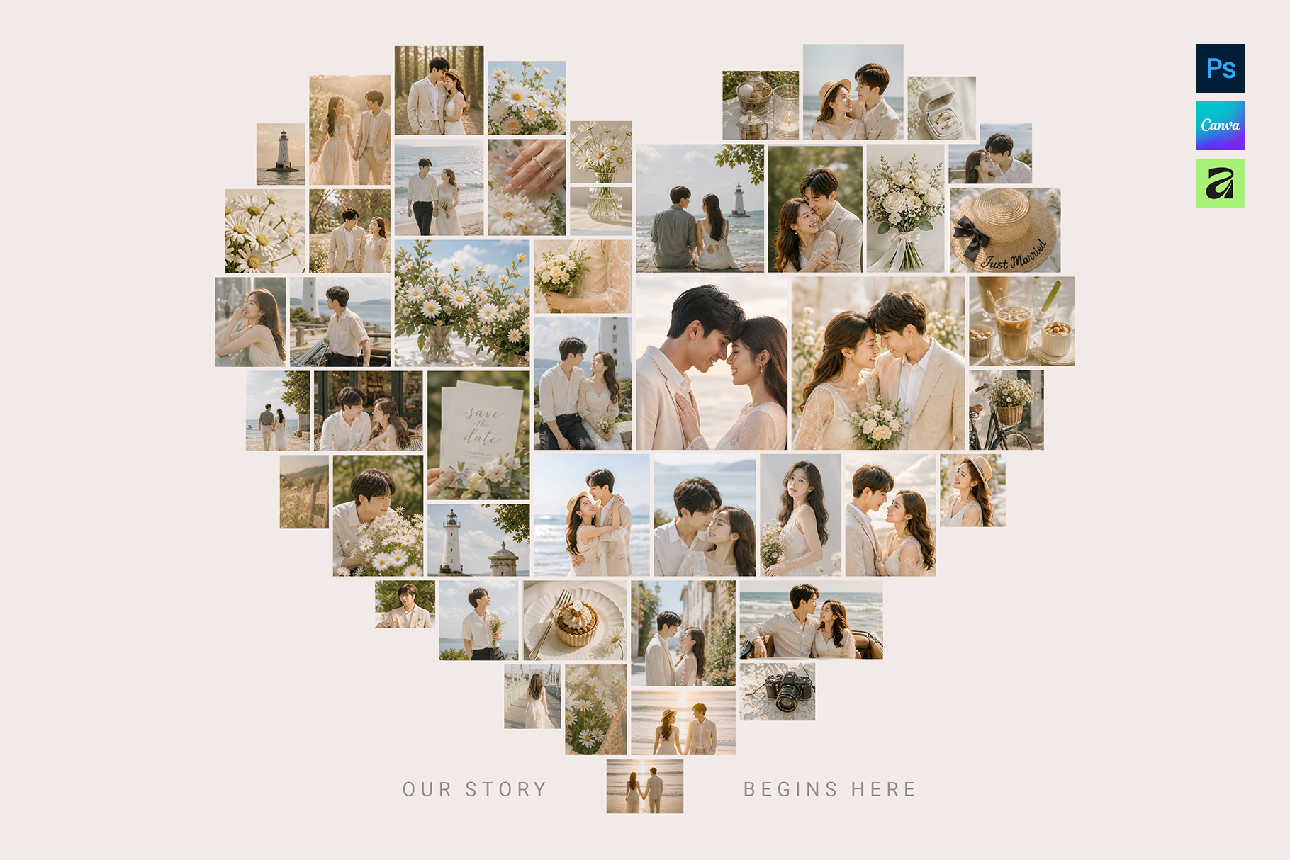 Love Heart Photo Collage Template