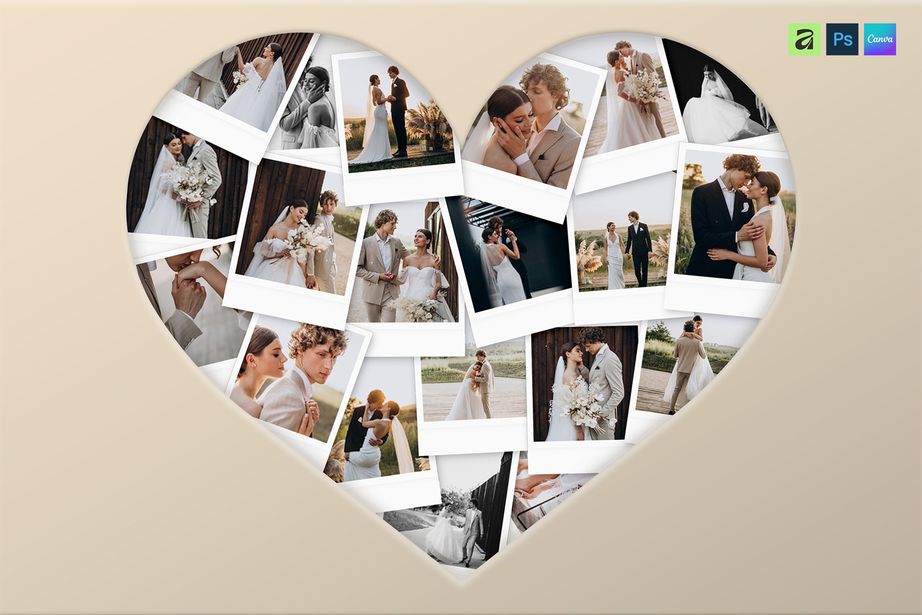Love Heart Photo Collage Template