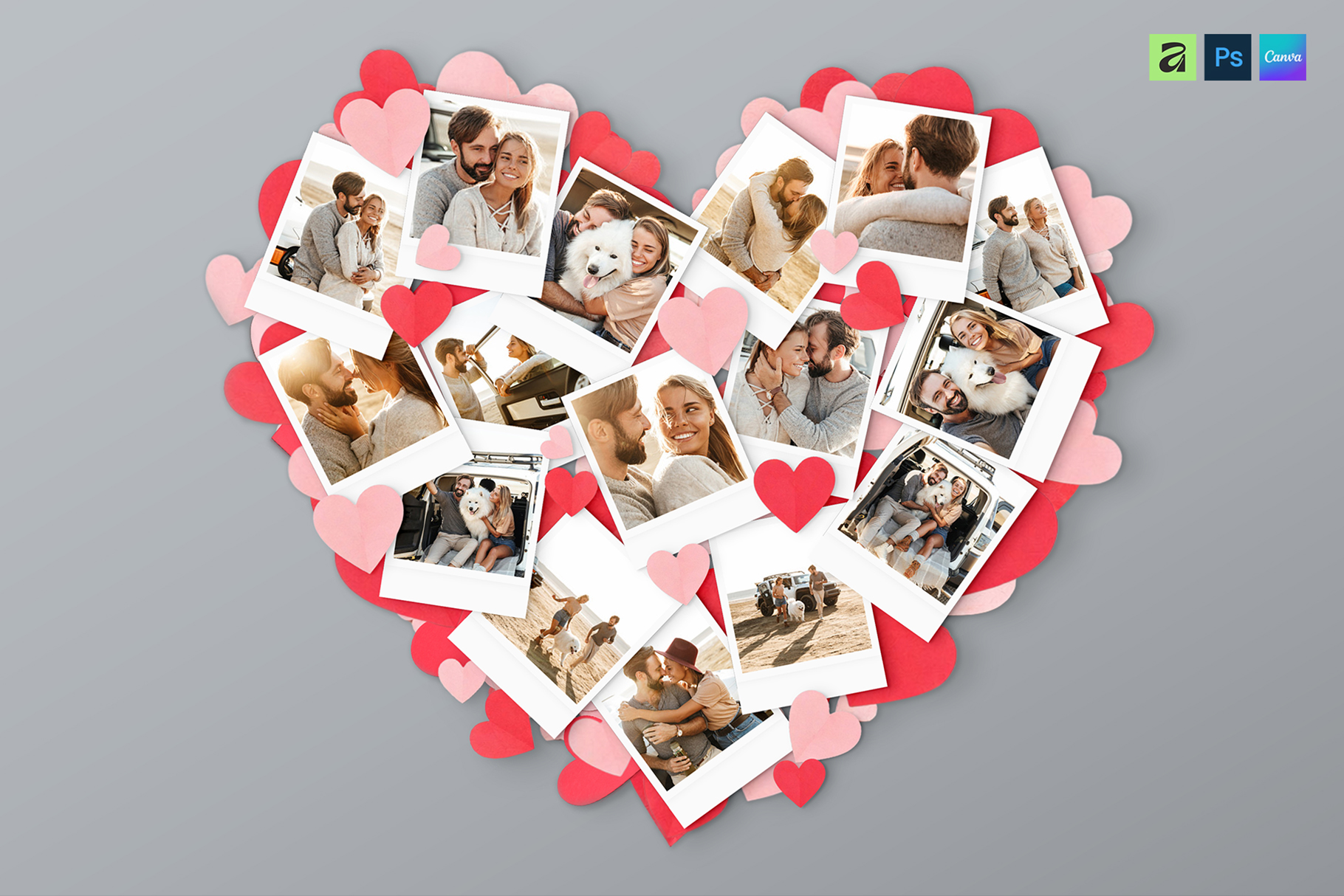 Love Heart Photo Collage Template