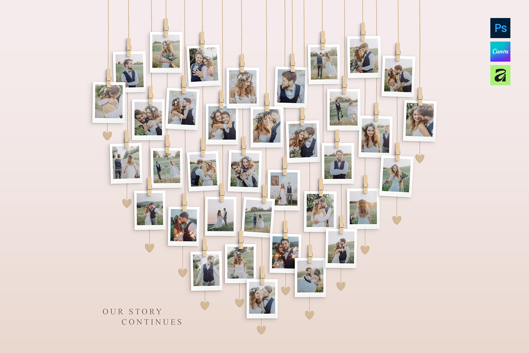 Love Heart Photo Collage Template