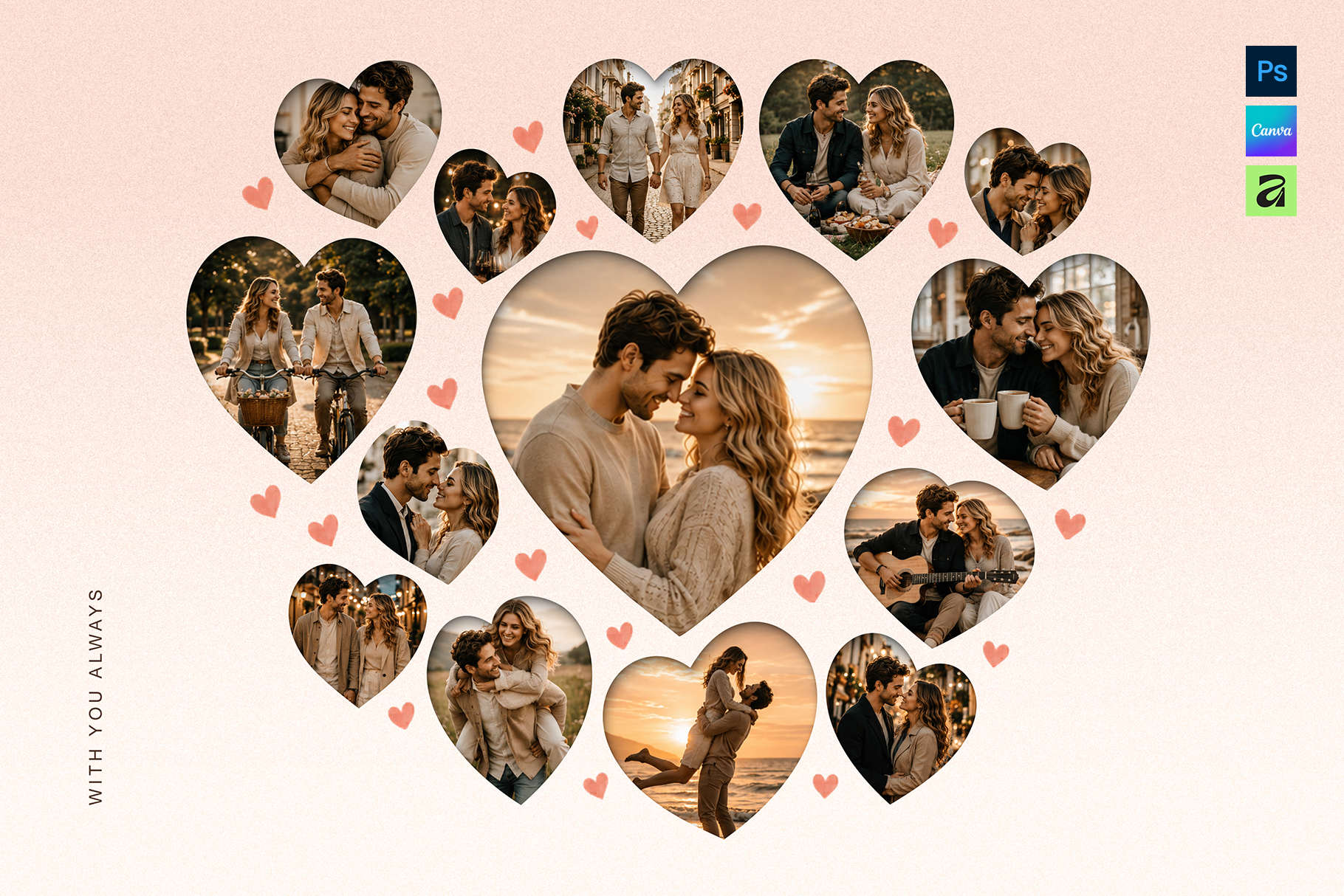 Love Heart Photo Collage Template