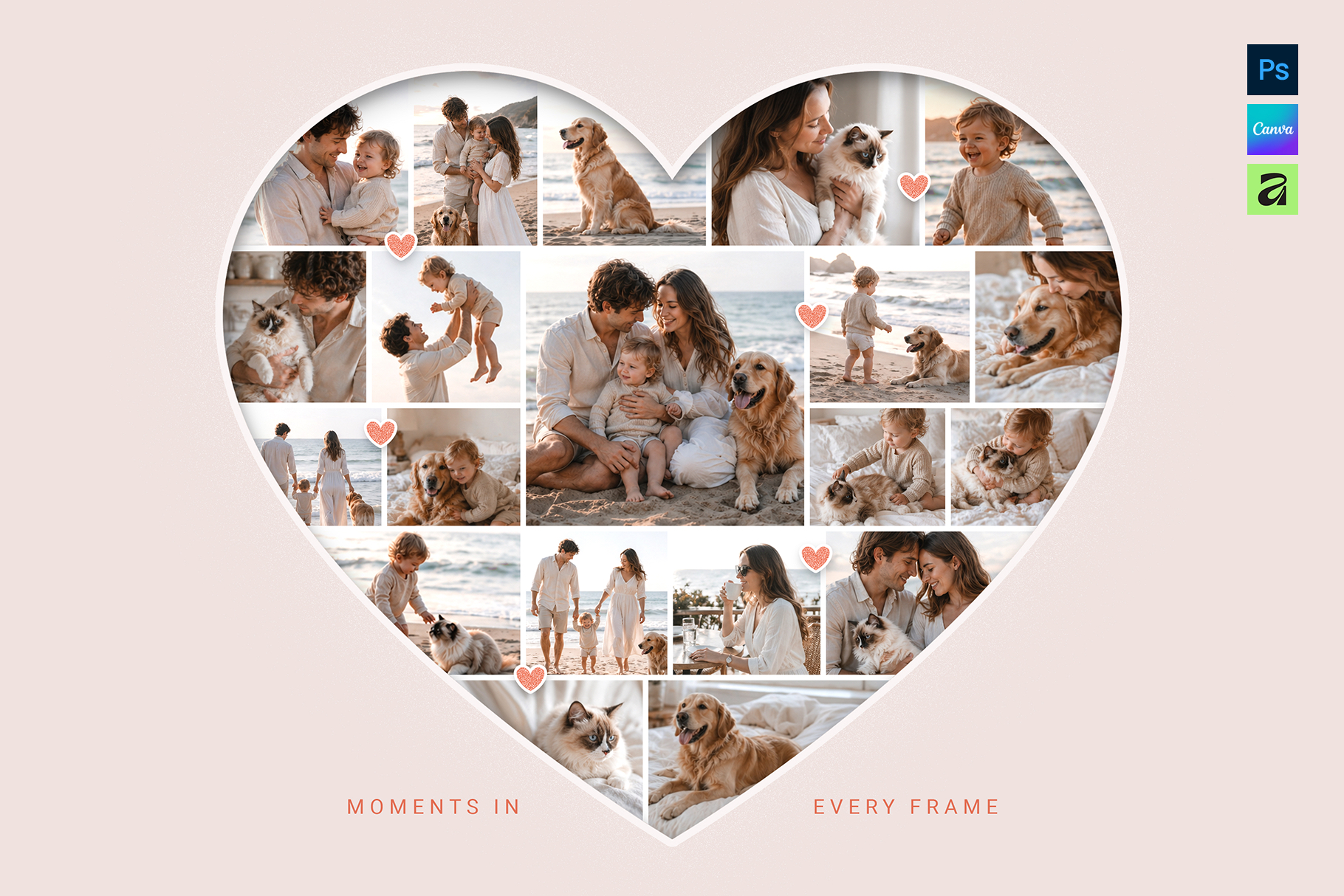 Love Heart Photo Collage Template