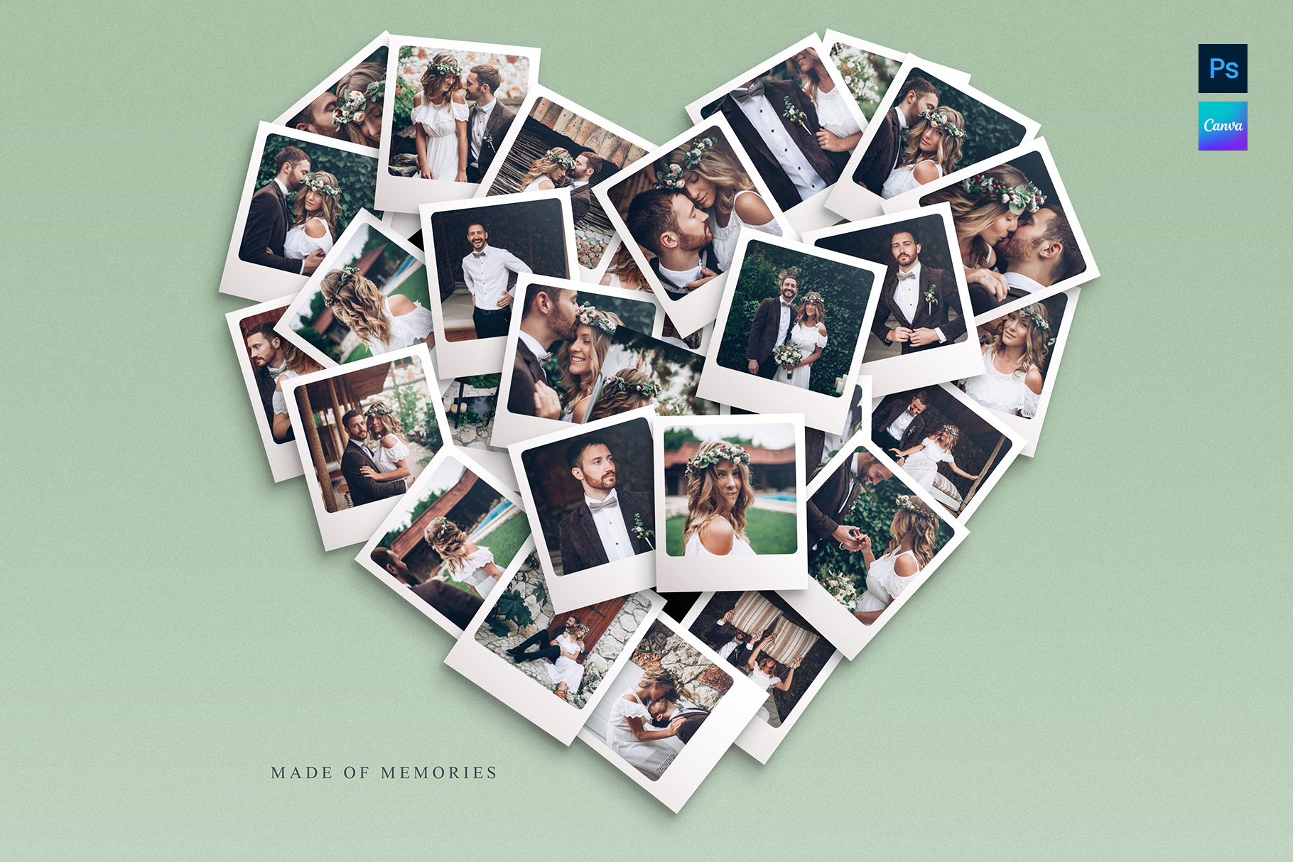 Love Heart Photo Collage Template