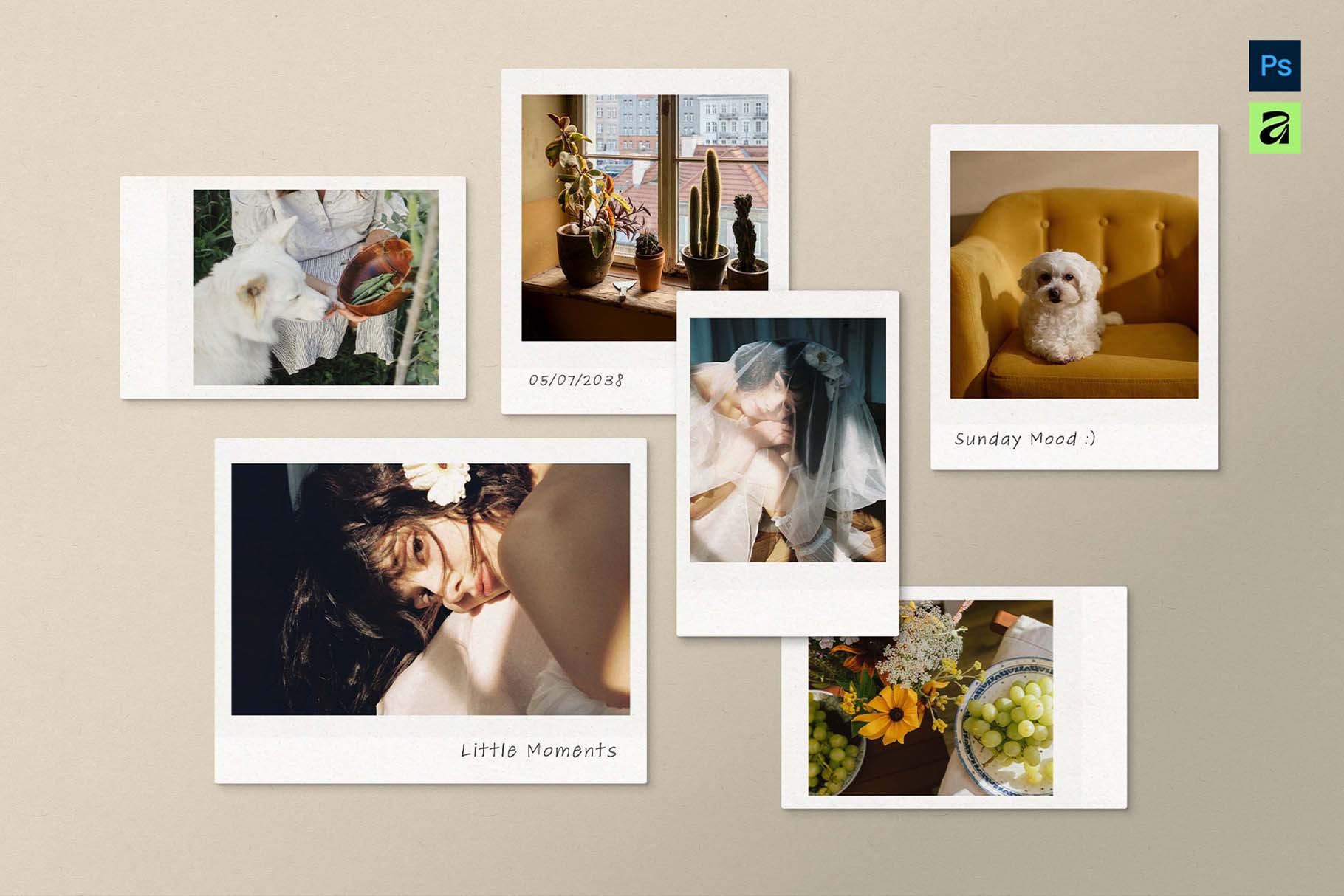 Polaroid Photo Mockup Template